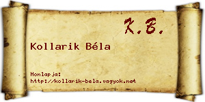 Kollarik Béla névjegykártya